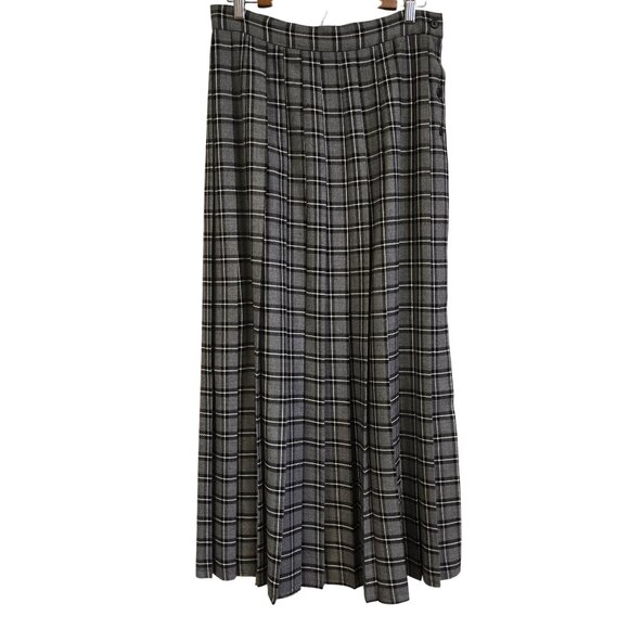Vintage Dark Academia Lydia Deetz Beetljuice Black White Plaid Pleated Maxi Skir - Picture 1 of 10